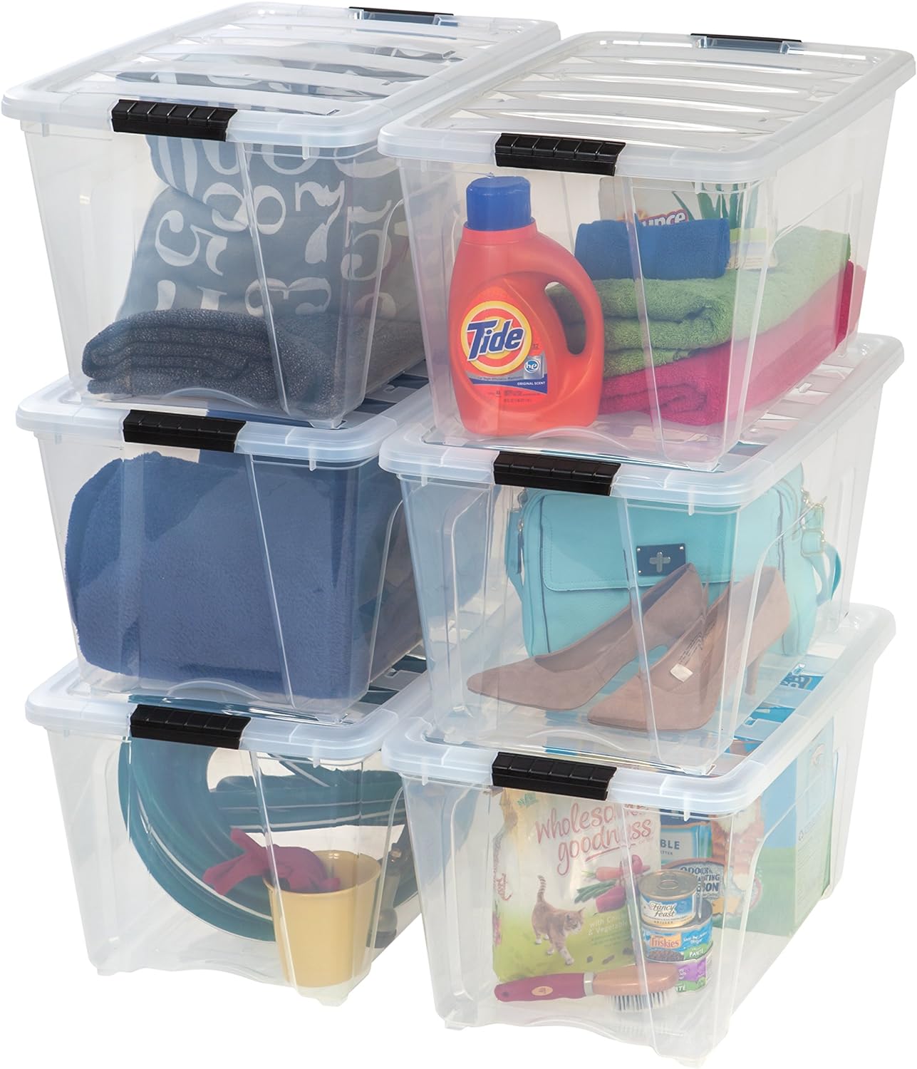 IRIS USA 53 Quart Stackable Plastic Storage Bins